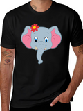 Cute Cartoon Elephant T-Shirt - Black Unisex Tee