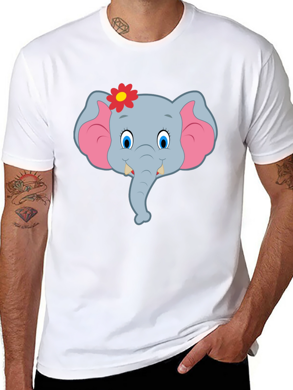 Cute Cartoon Elephant T-Shirt - Black Unisex Tee