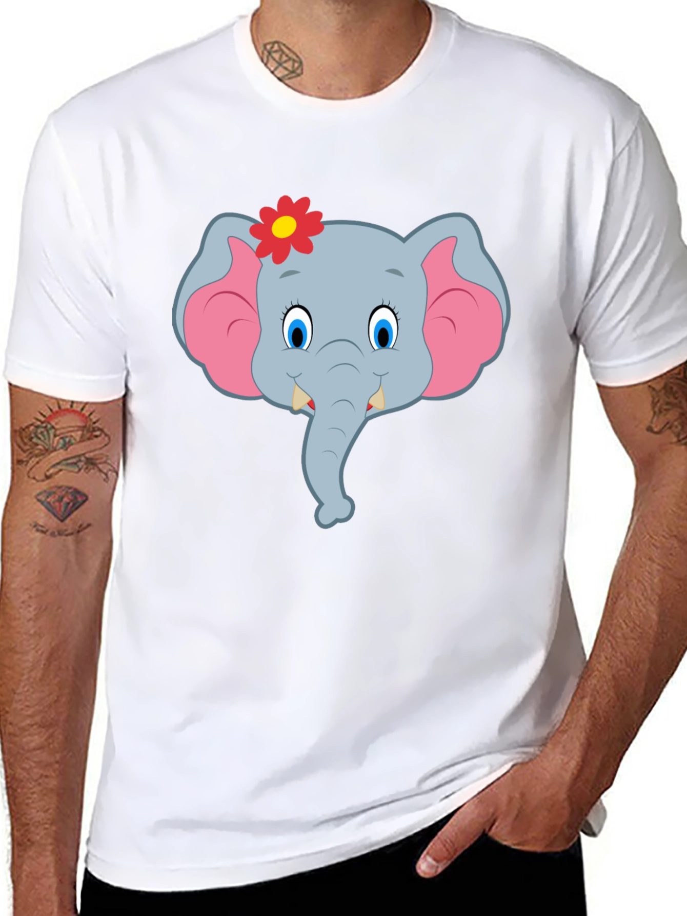 Cute Cartoon Elephant T-Shirt - Black Unisex Tee