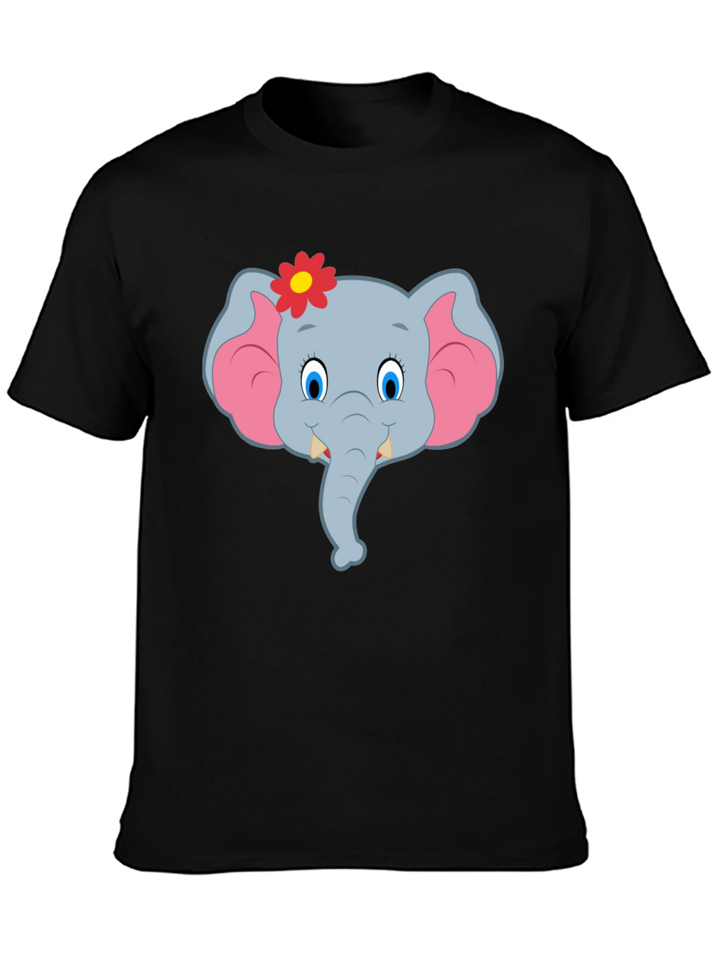 Cute Cartoon Elephant T-Shirt - Black Unisex Tee
