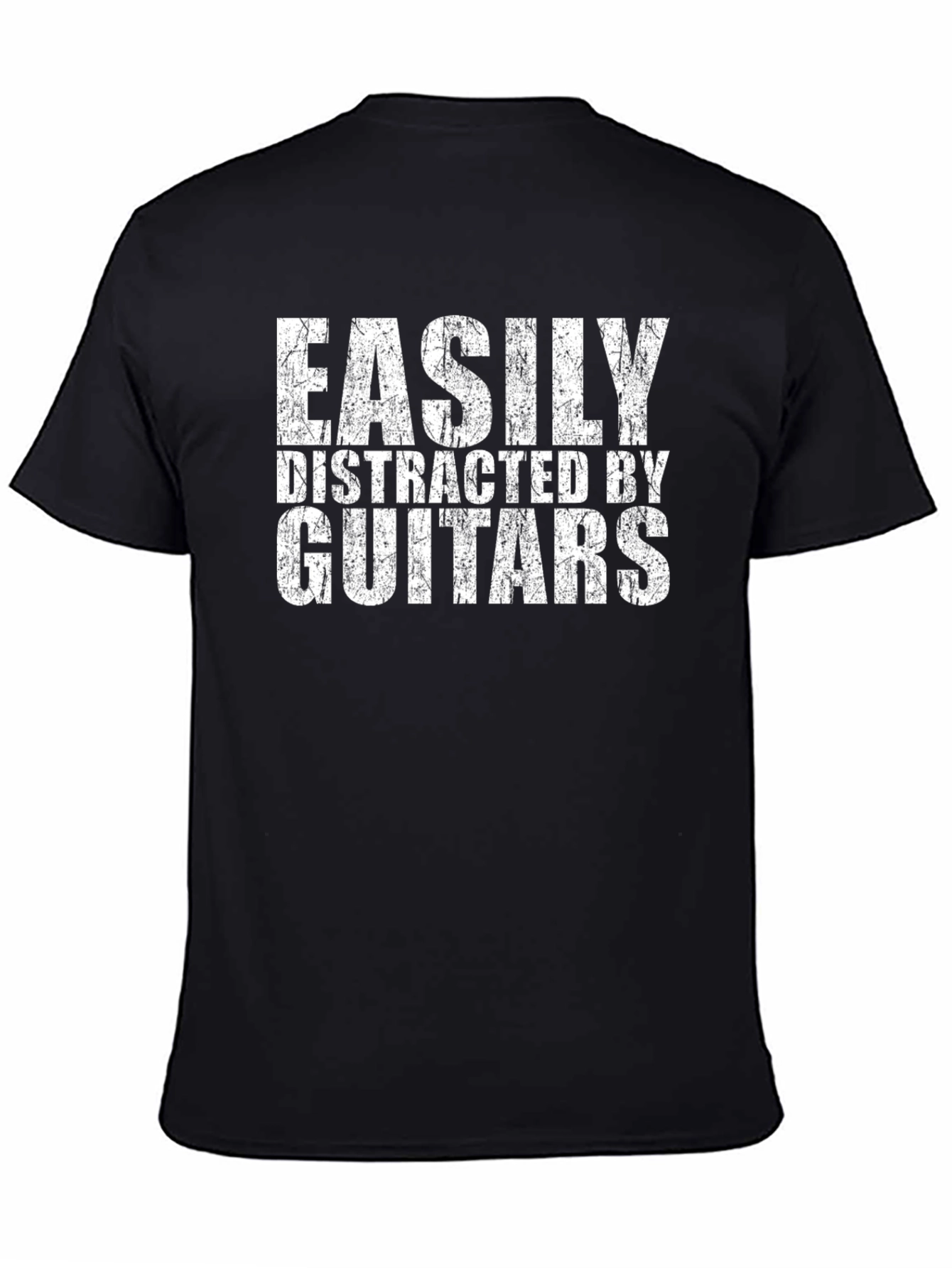 Easily Distracted By Guitars Graphic Tee - Black Cotton T-Shirt