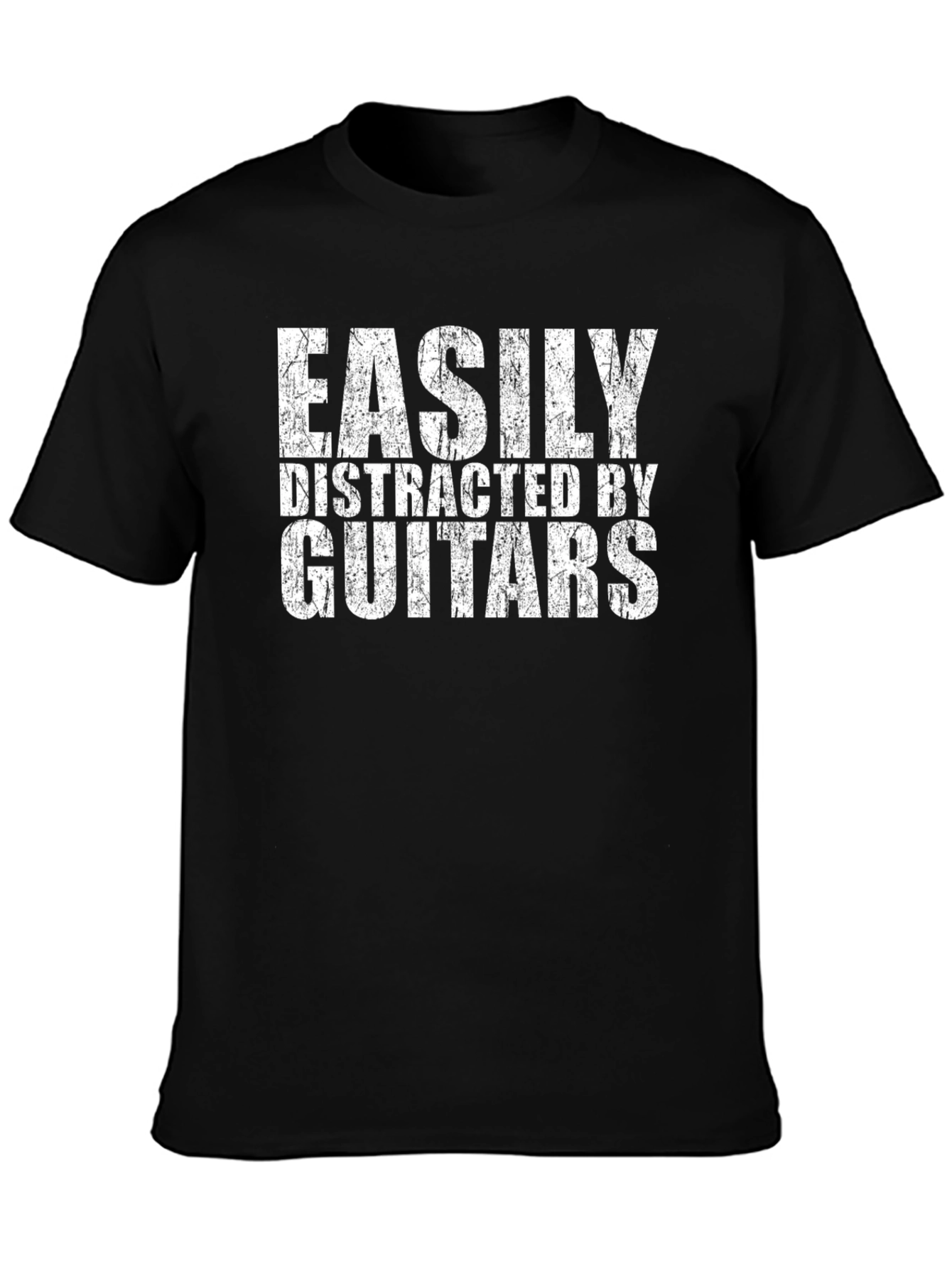 Easily Distracted By Guitars Graphic Tee - Black Cotton T-Shirt