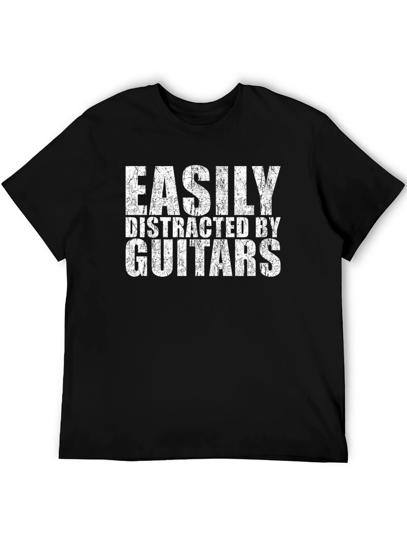 Easily Distracted By Guitars Graphic Tee - Black Cotton T-Shirt