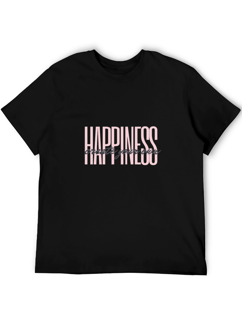 Happiness Graphic Tee - Black Short Sleeve Shirt