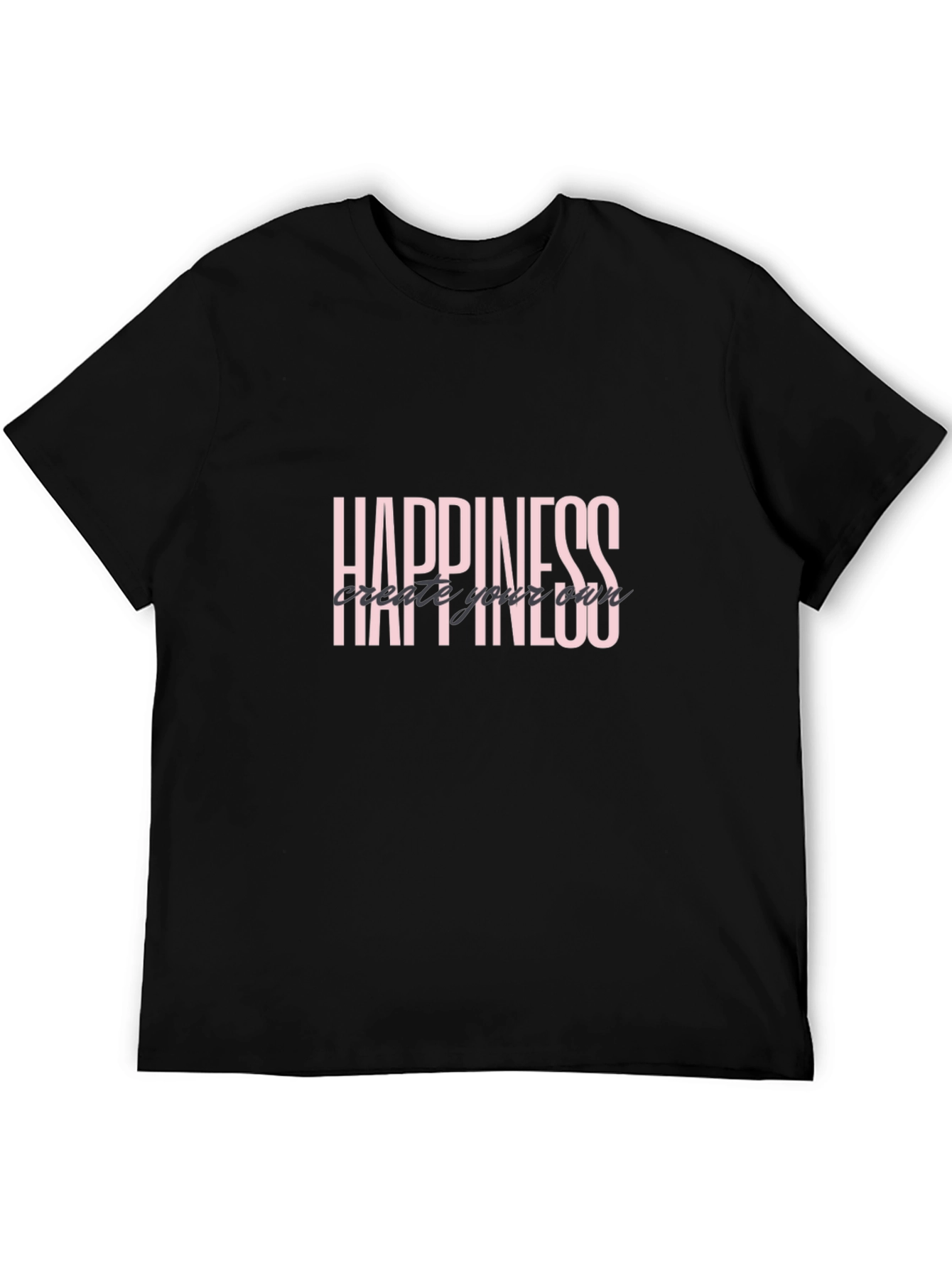 Happiness Graphic Tee - Black Short Sleeve Shirt