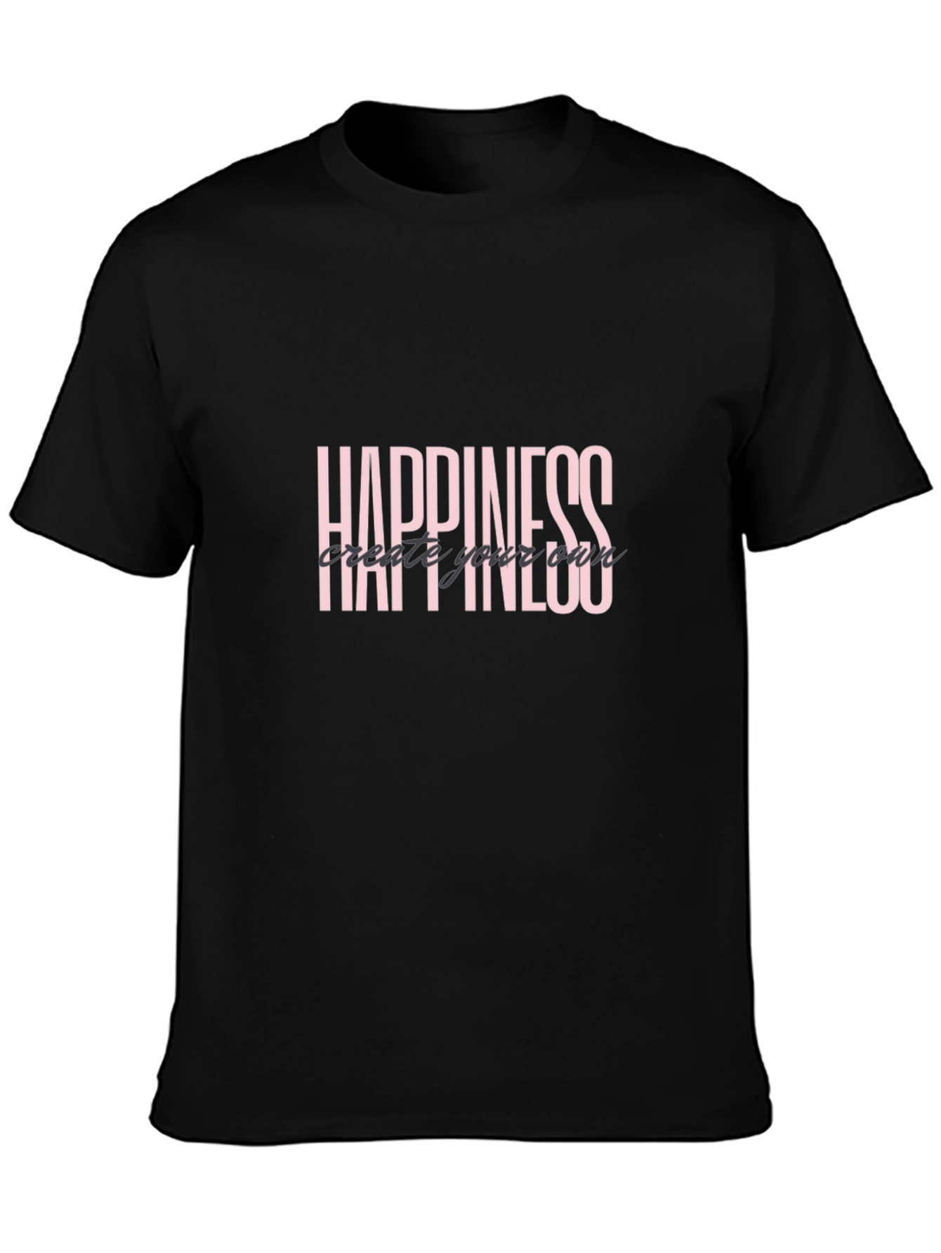 Happiness Graphic Tee - Black Short Sleeve Shirt
