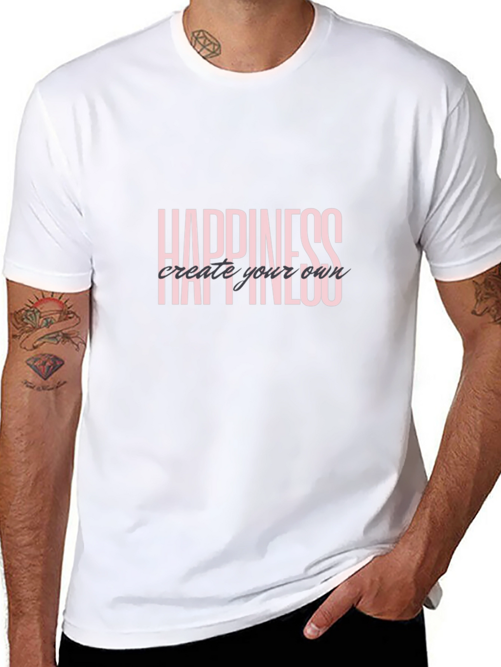 Happiness Graphic Tee - Black Short Sleeve Shirt