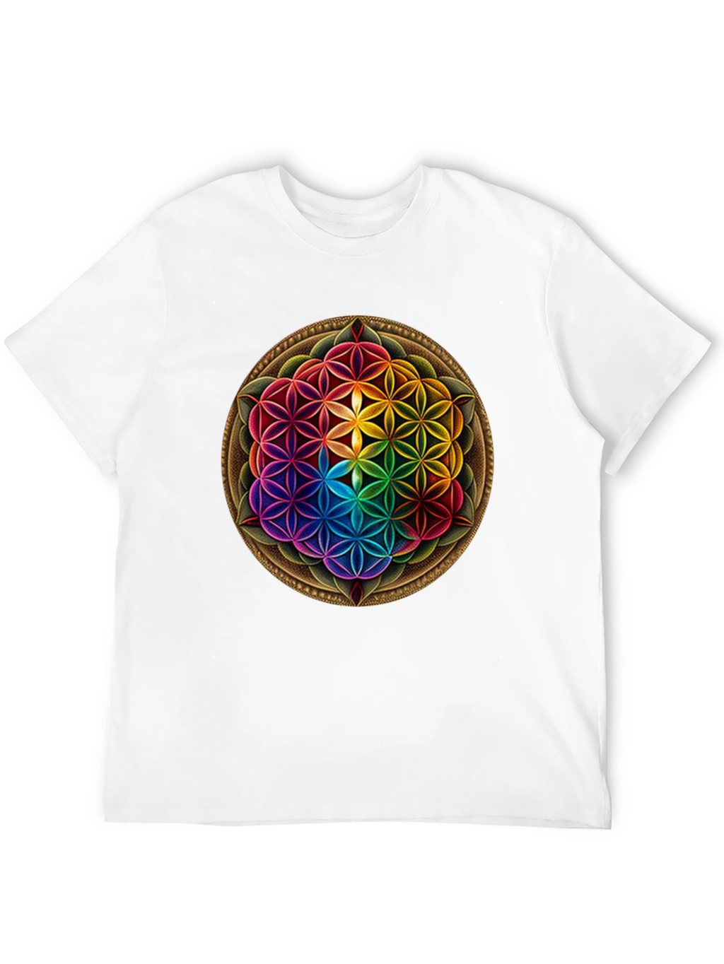 Rainbow Flower of Life Graphic T-Shirt