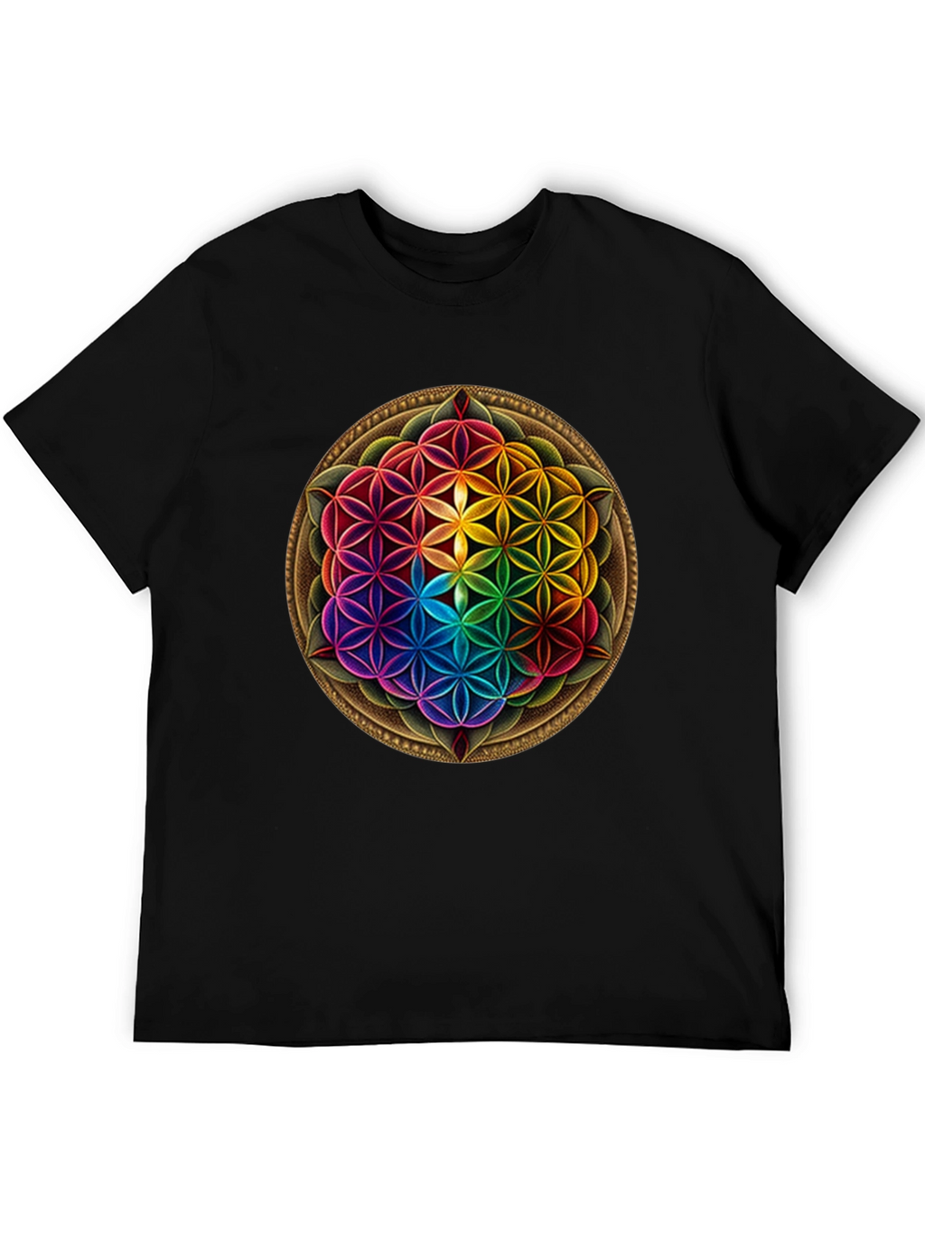 Rainbow Flower of Life Graphic T-Shirt