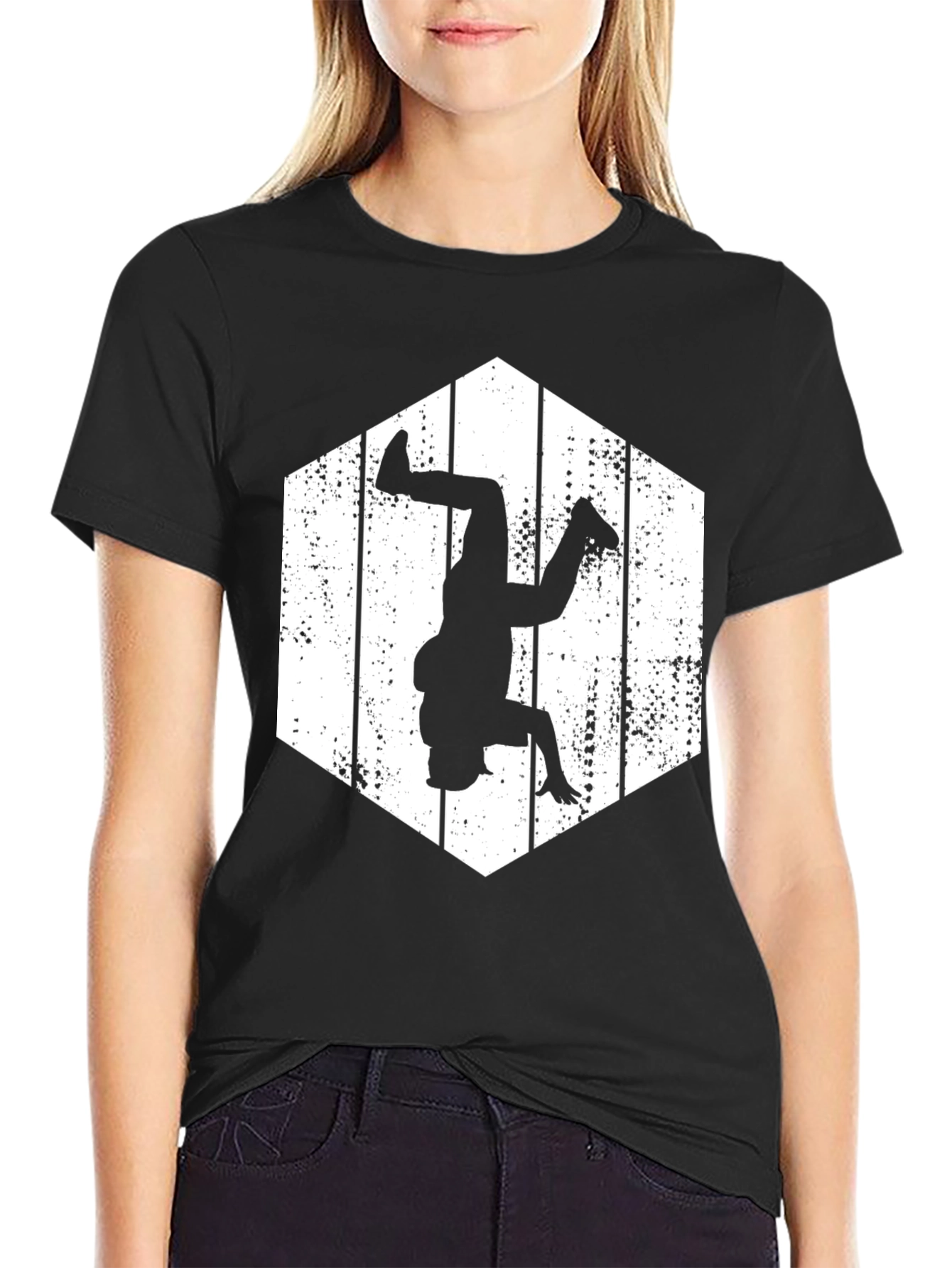 Black Hexagon Breakdancer Graphic Tee