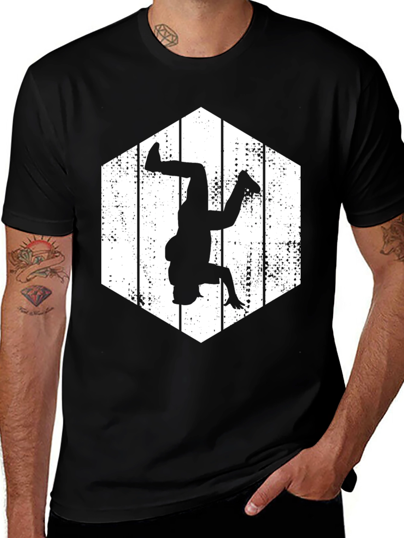 Black Hexagon Breakdancer Graphic Tee