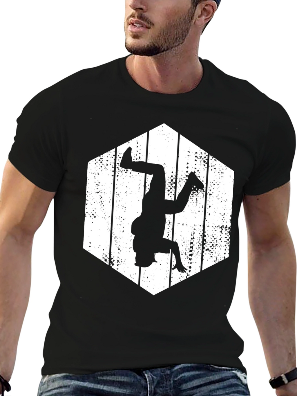 Black Hexagon Breakdancer Graphic Tee