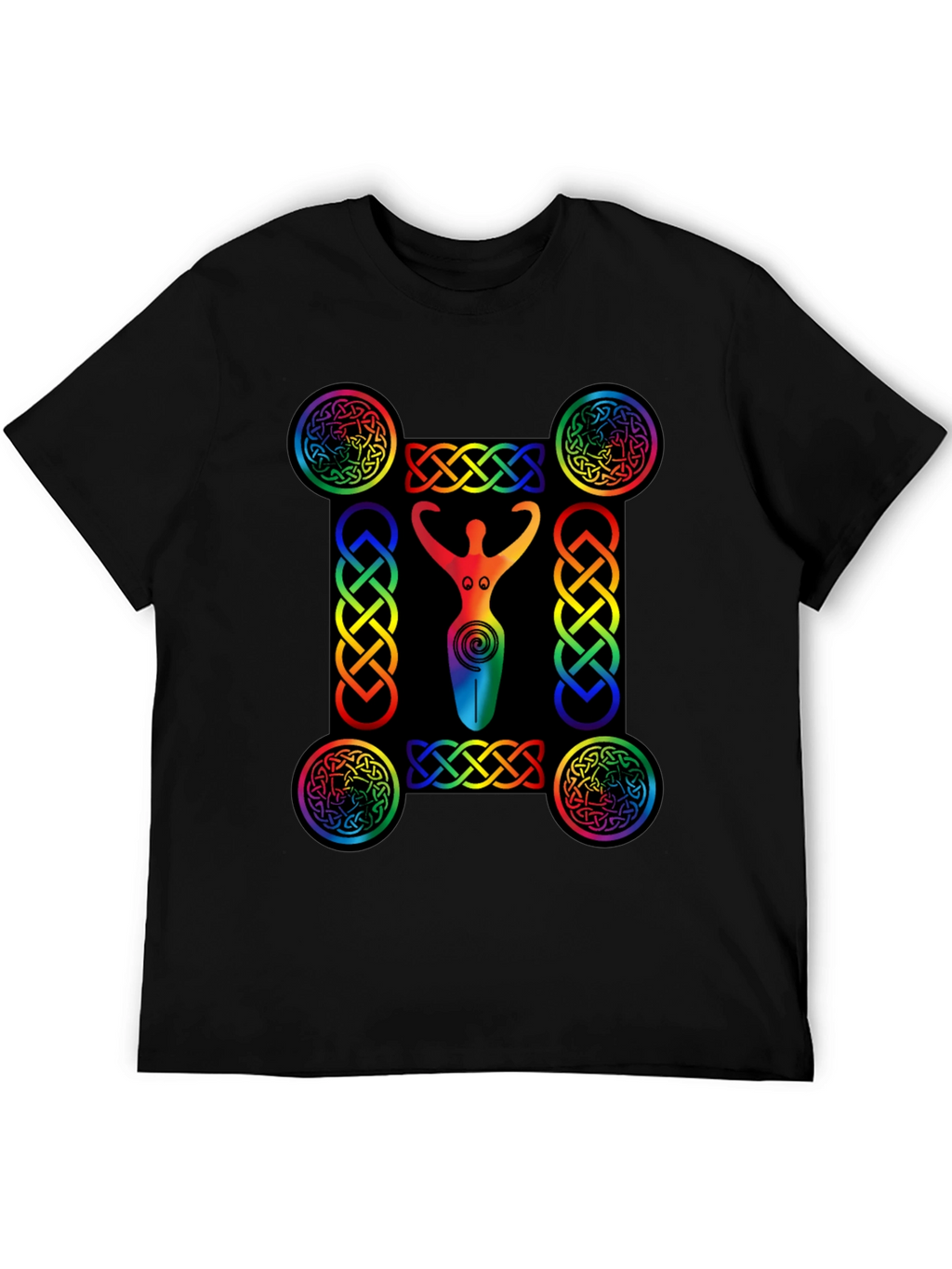 Rainbow Celtic Goddess T-Shirt - Black