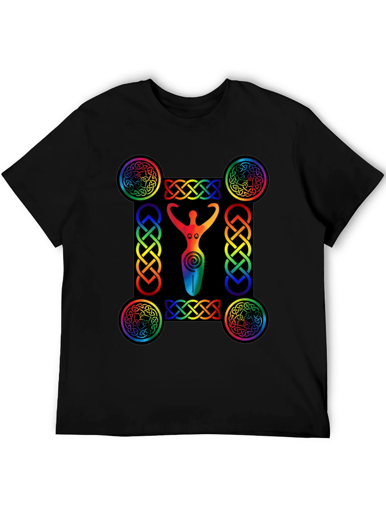 Rainbow Celtic Goddess T-Shirt - Black