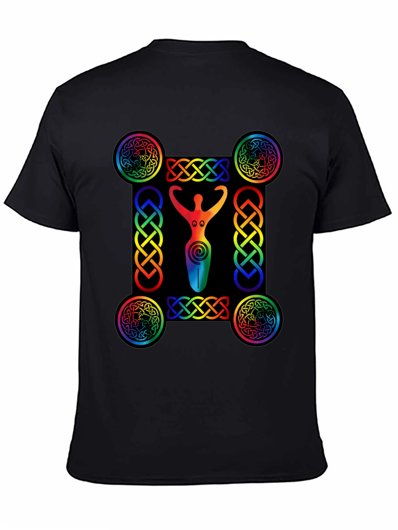 Rainbow Celtic Goddess T-Shirt - Black
