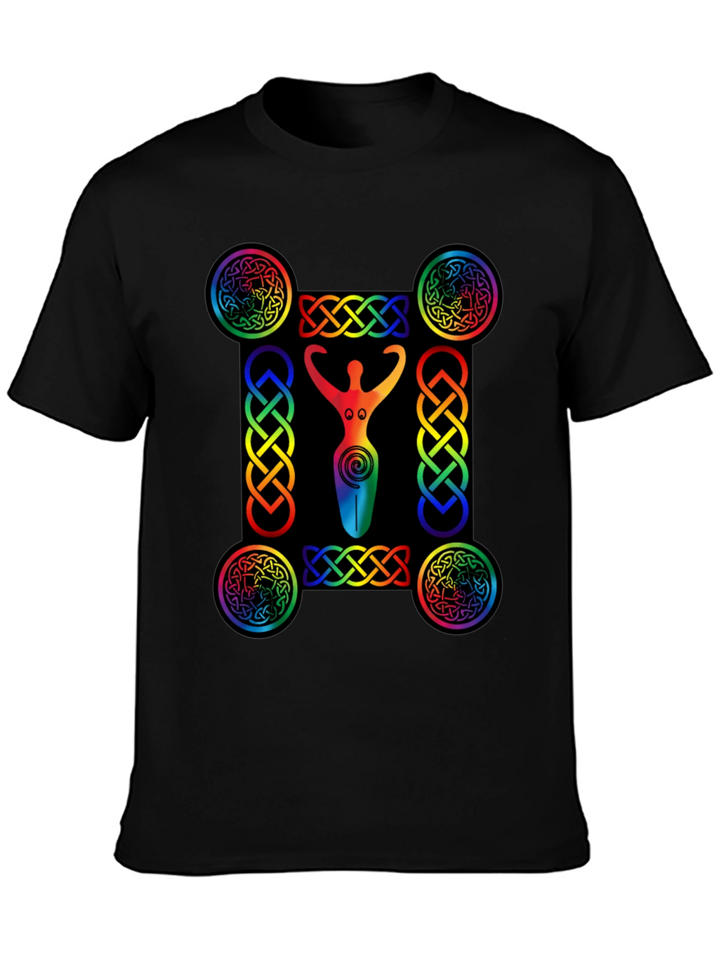 Rainbow Celtic Goddess T-Shirt - Black