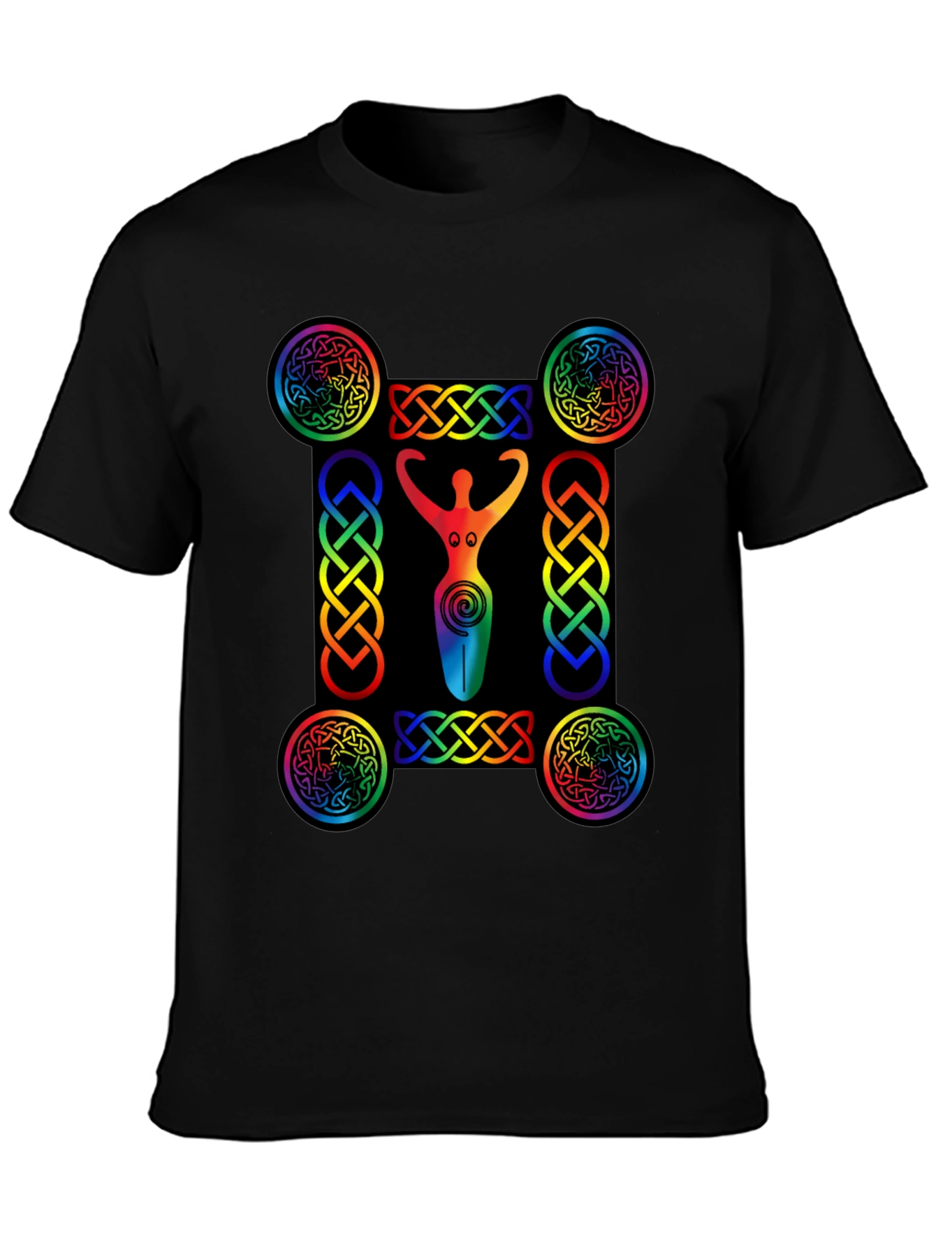 Rainbow Celtic Goddess T-Shirt - Black