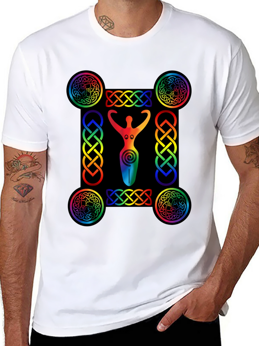 Rainbow Celtic Goddess T-Shirt - Black