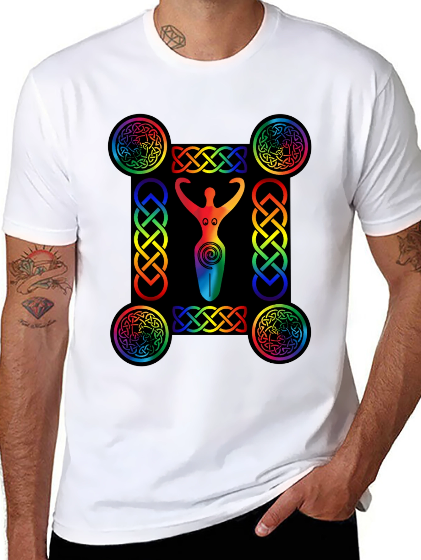 Rainbow Celtic Goddess T-Shirt - Black