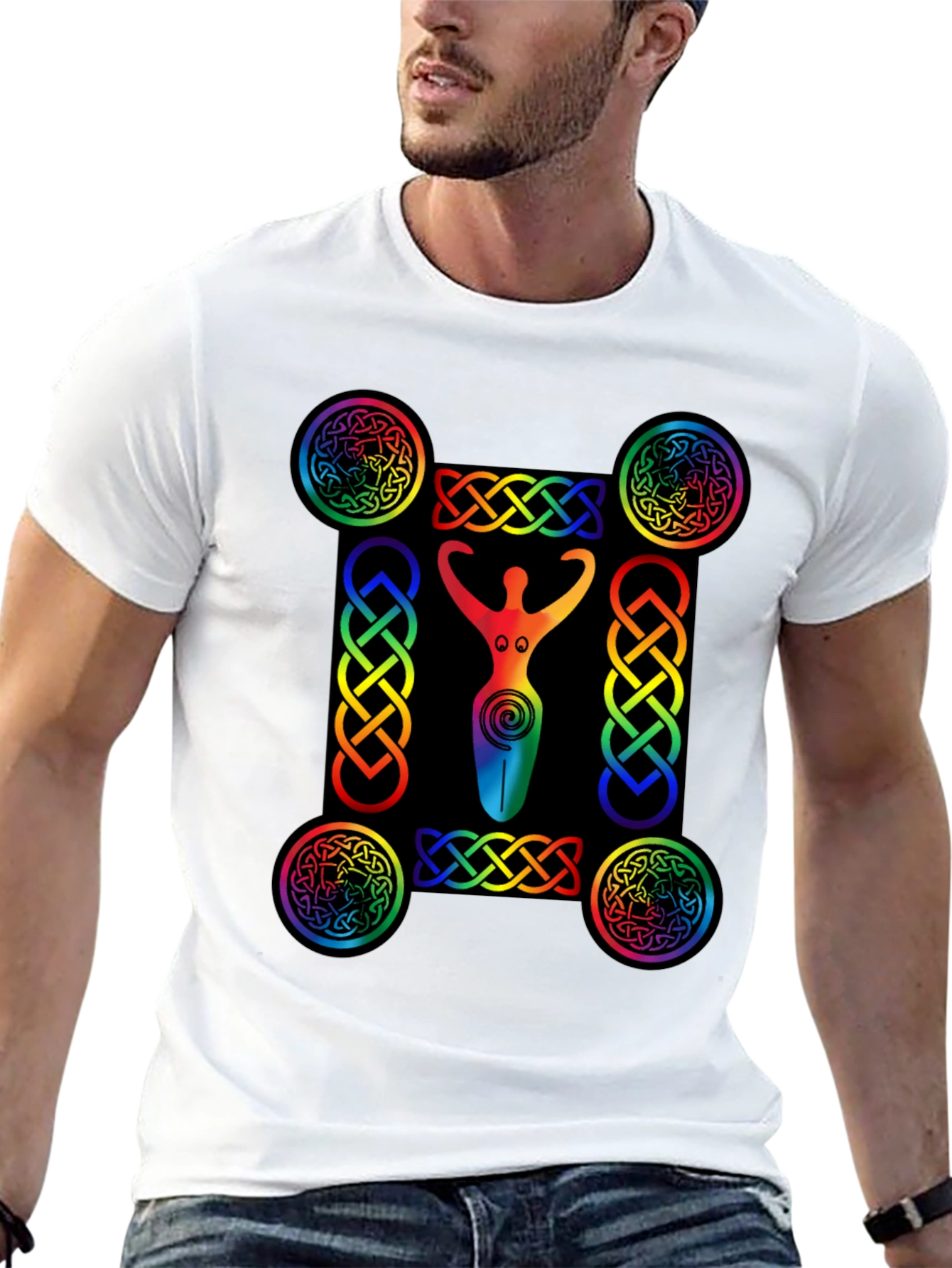 Rainbow Celtic Goddess T-Shirt - Black