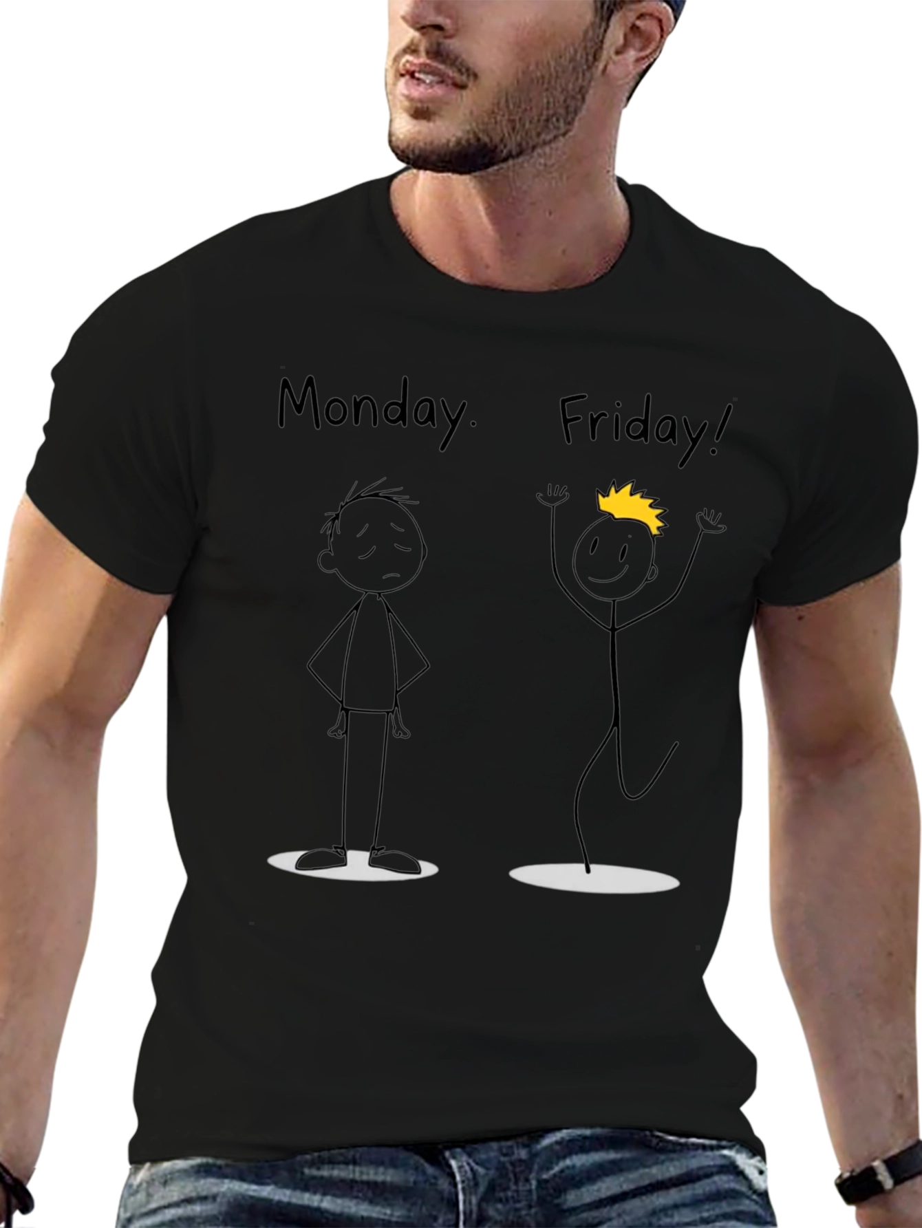 Monday Friday Graphic Black T-Shirt
