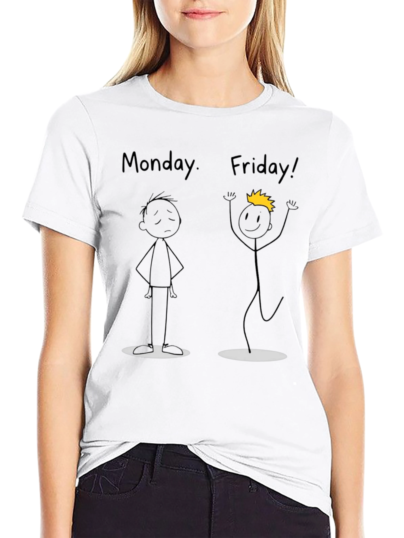 Monday Friday Graphic Black T-Shirt
