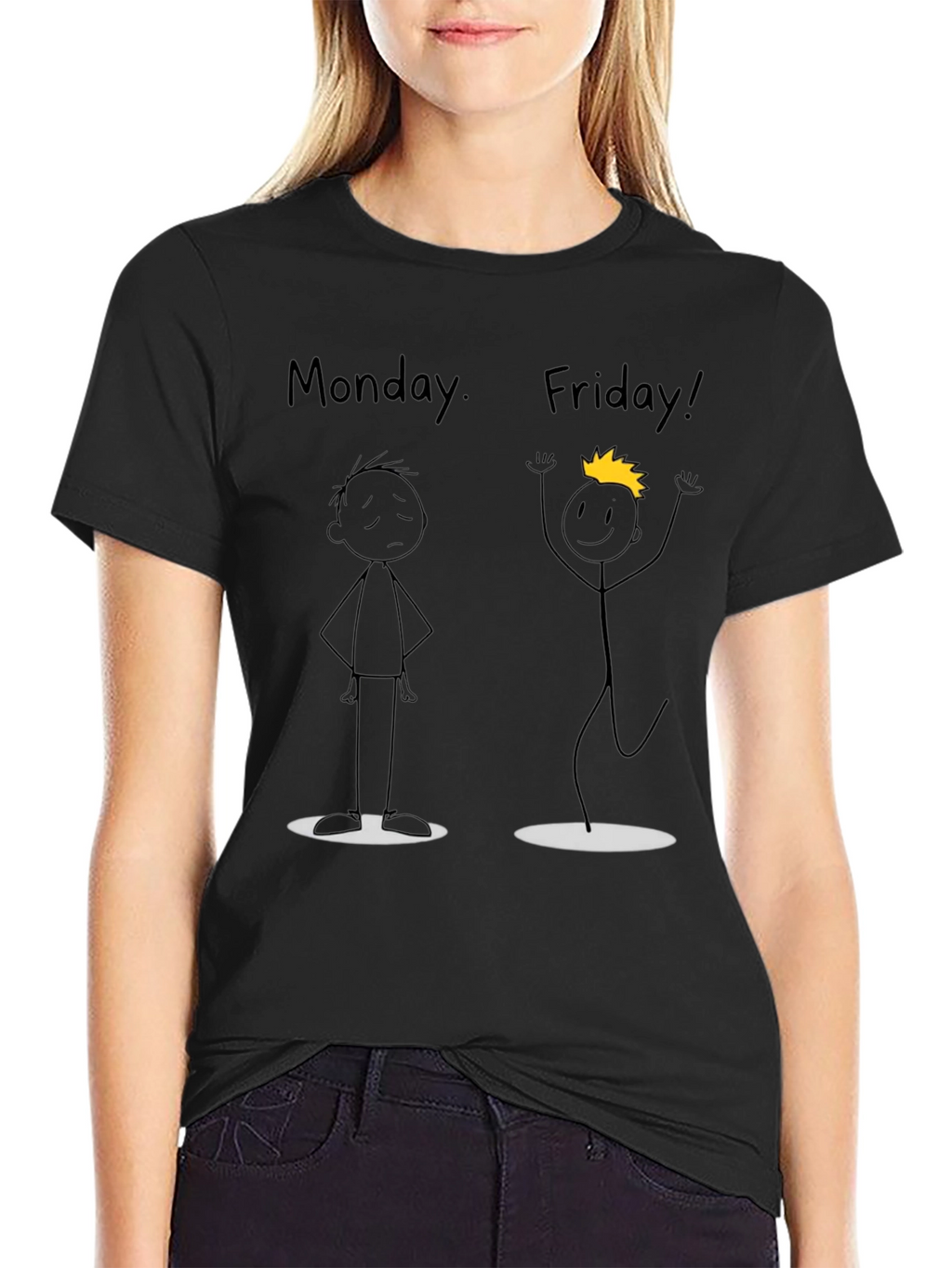 Monday Friday Graphic Black T-Shirt