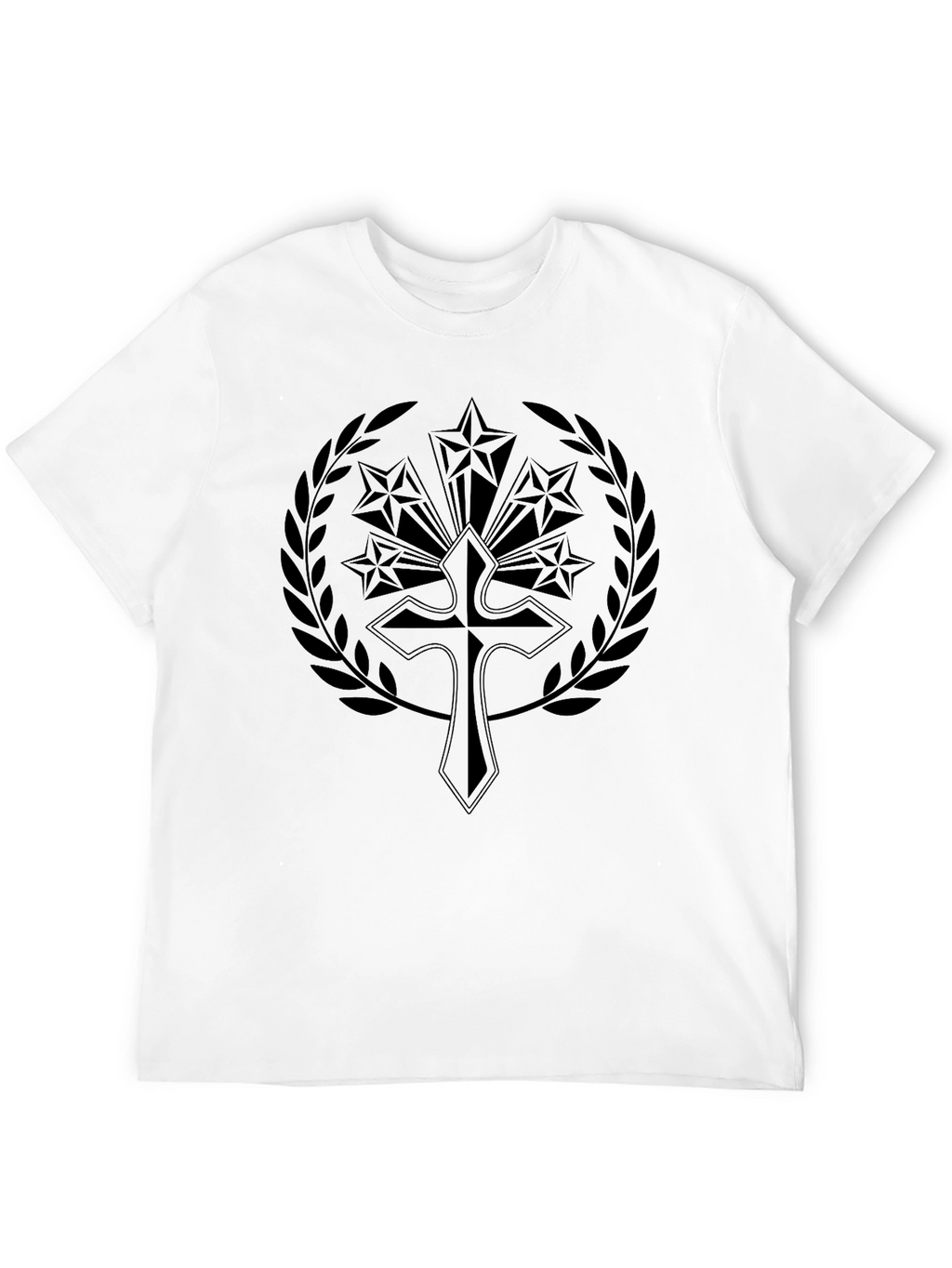 Emblem Cross Stars Black Graphic Tee Shirt
