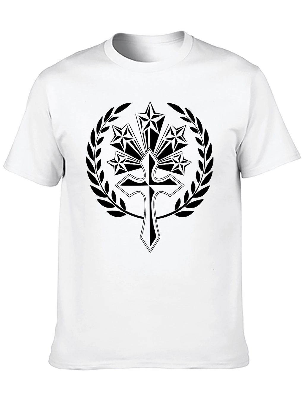 Emblem Cross Stars Black Graphic Tee Shirt