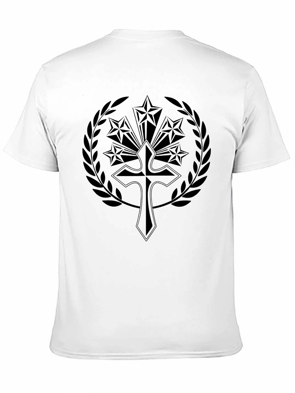 Emblem Cross Stars Black Graphic Tee Shirt