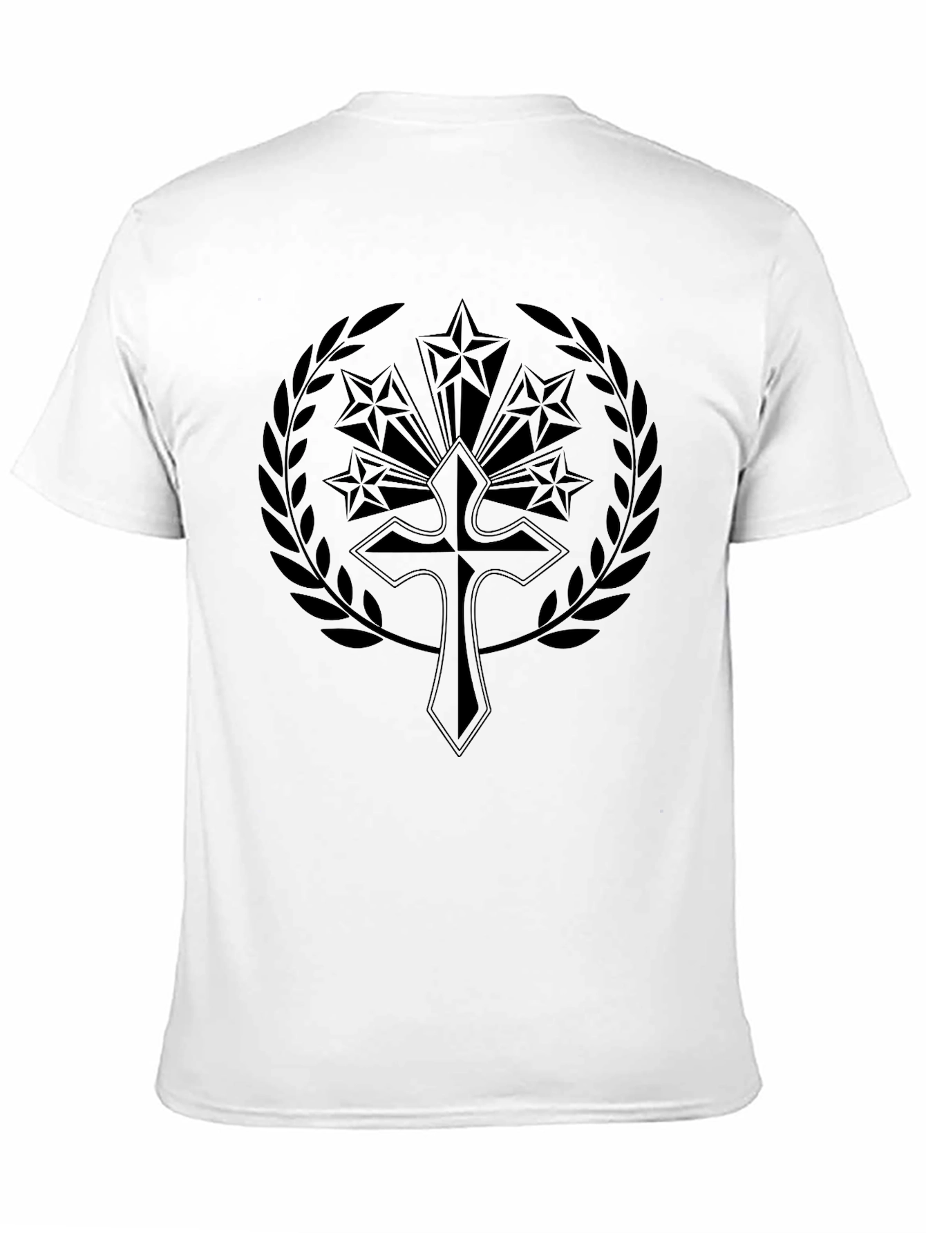 Emblem Cross Stars Black Graphic Tee Shirt