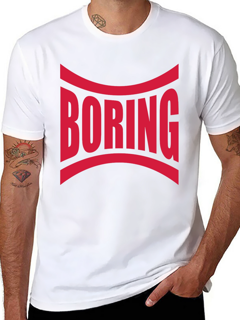 Boring Graphic Print Crew Neck T-Shirt
