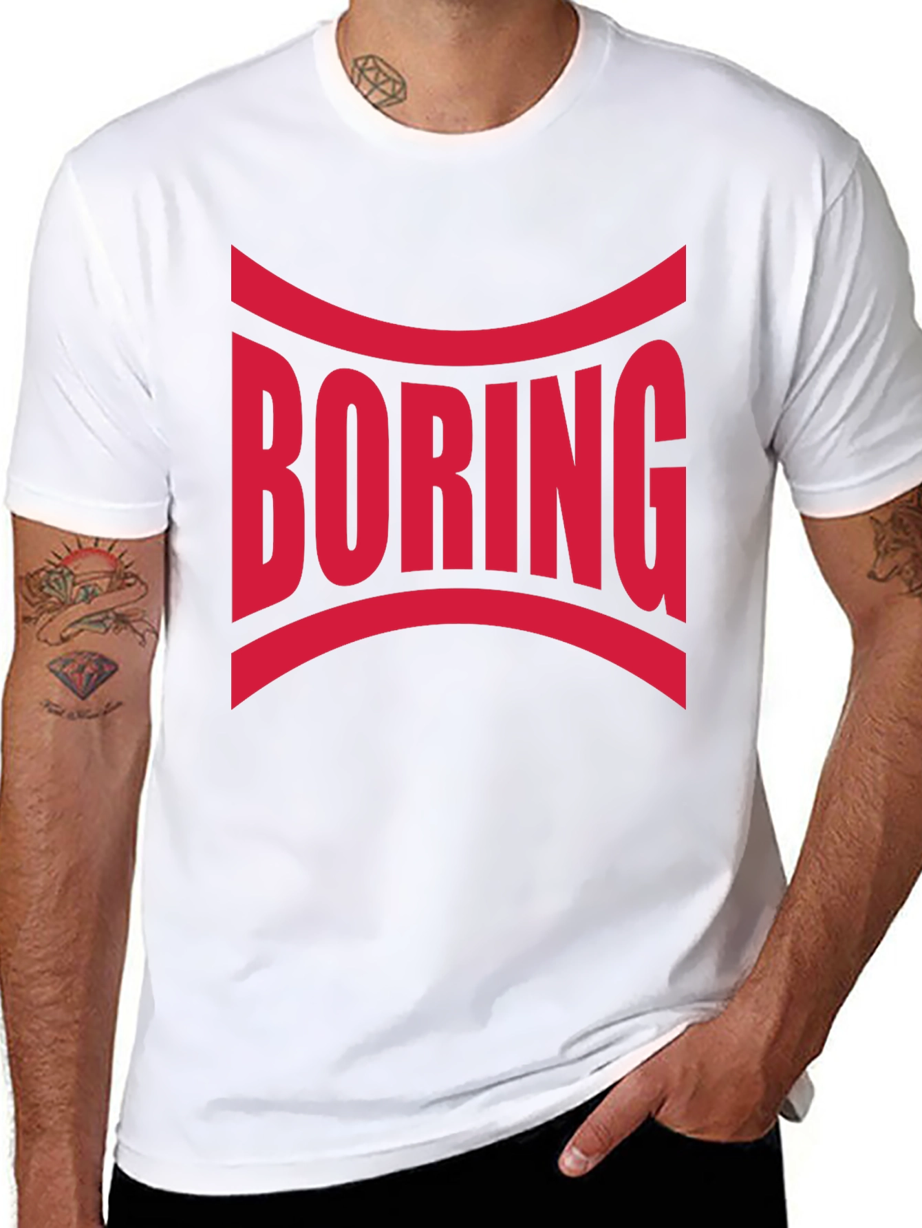 Boring Graphic Print Crew Neck T-Shirt
