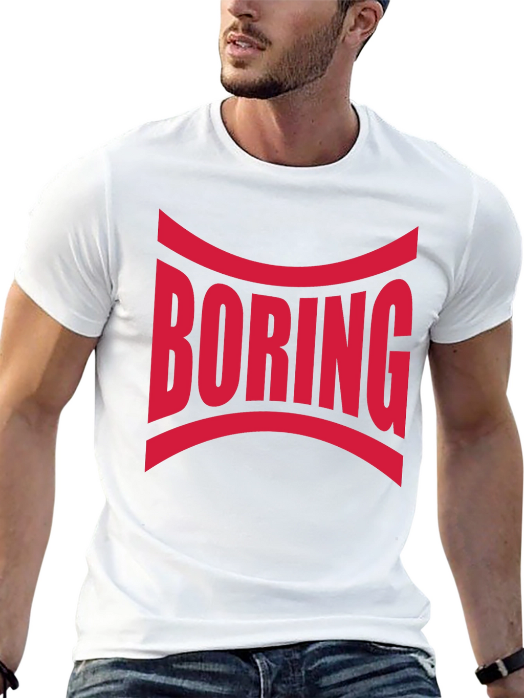 Boring Graphic Print Crew Neck T-Shirt