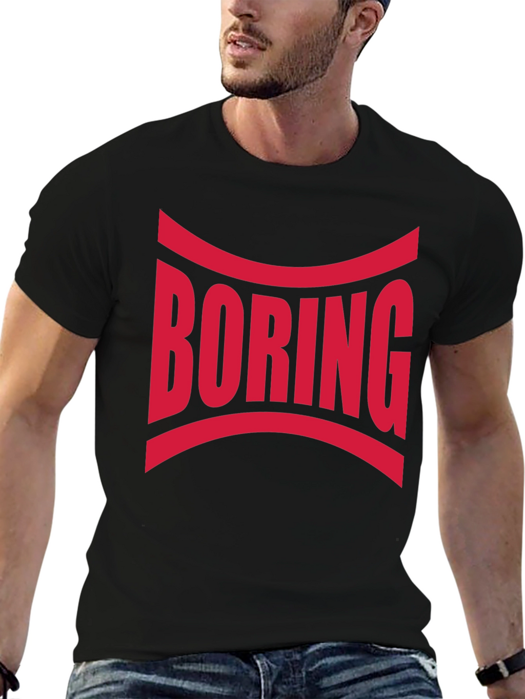 Boring Graphic Print Crew Neck T-Shirt