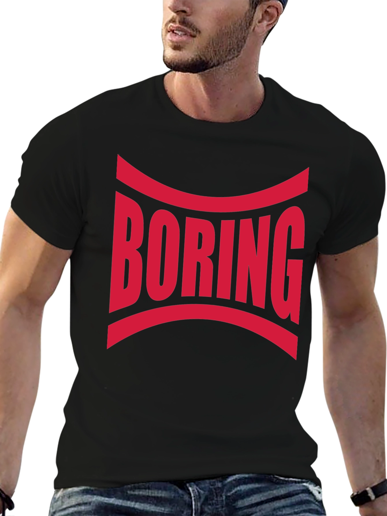 Boring Graphic Print Crew Neck T-Shirt