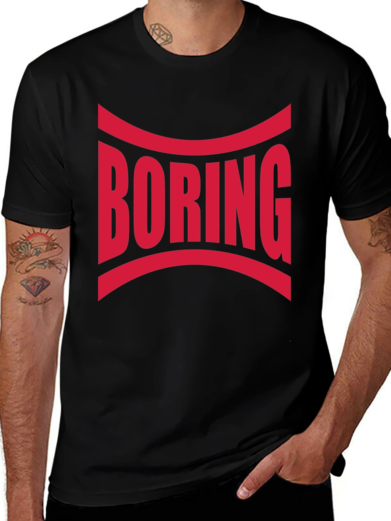 Boring Graphic Print Crew Neck T-Shirt