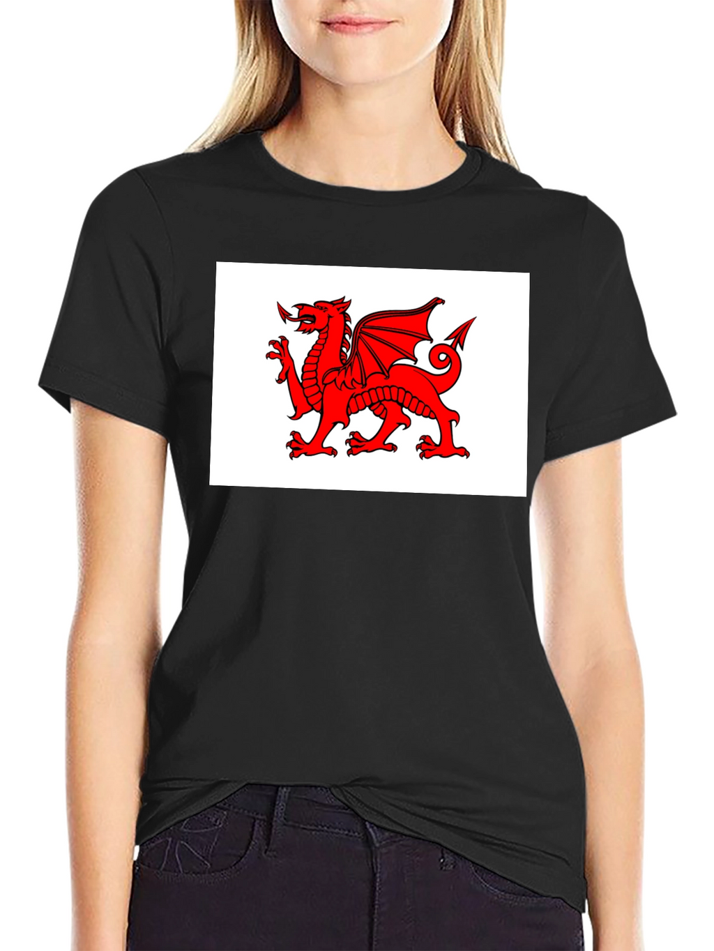 Welsh Dragon Black T-Shirt - Cymru Wales Rugby