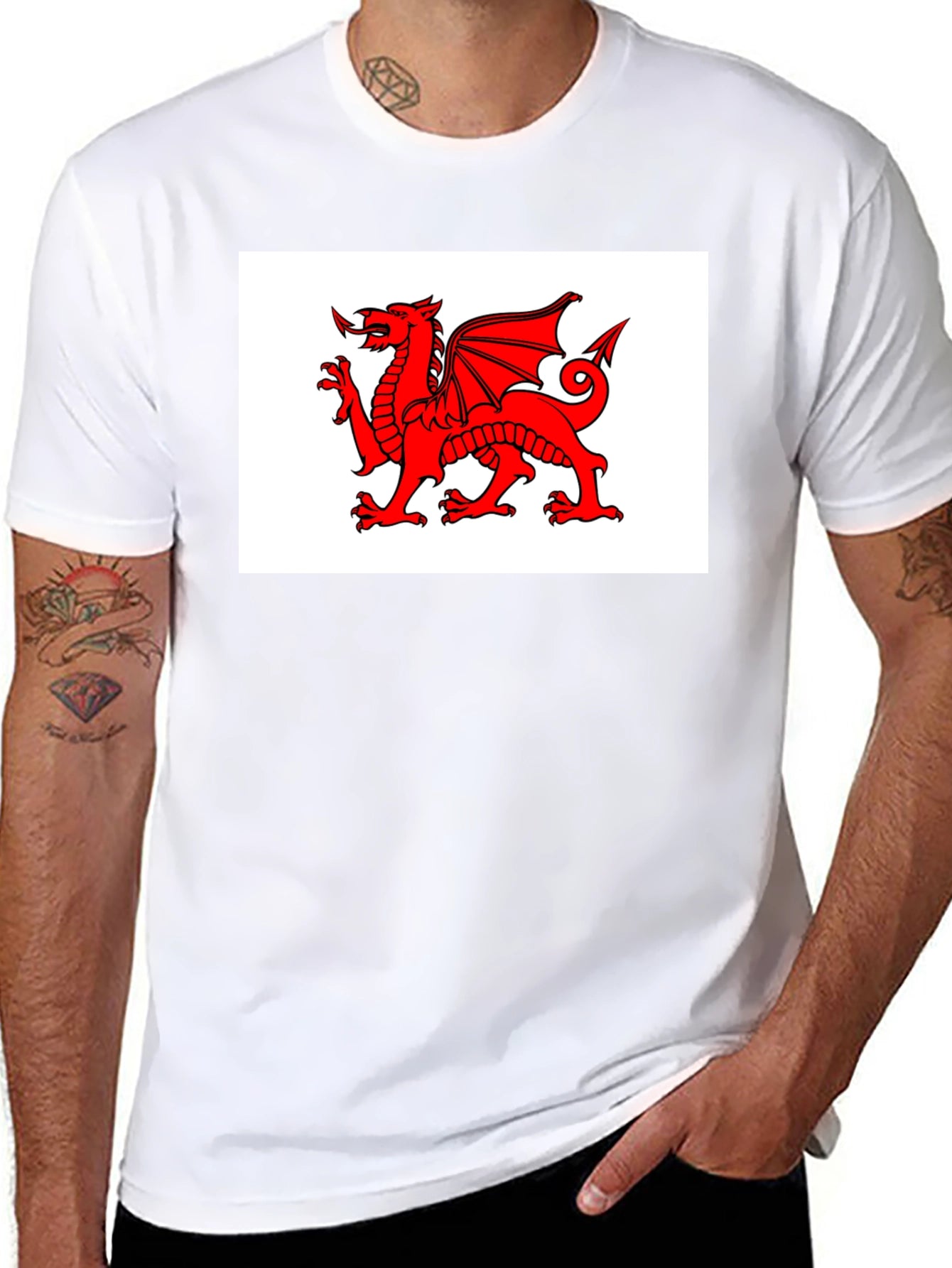 Welsh Dragon Black T-Shirt - Cymru Wales Rugby