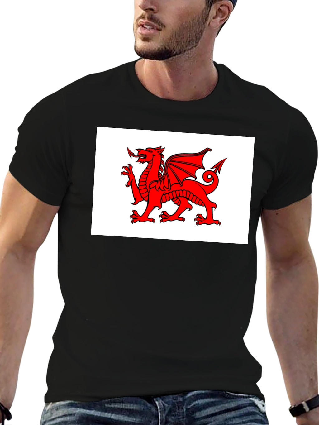 Welsh Dragon Black T-Shirt - Cymru Wales Rugby