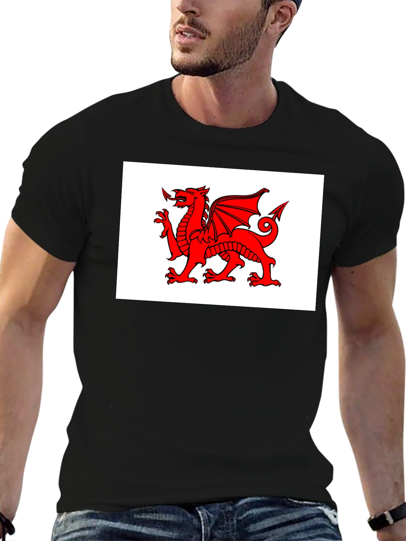 Welsh Dragon Black T-Shirt - Cymru Wales Rugby