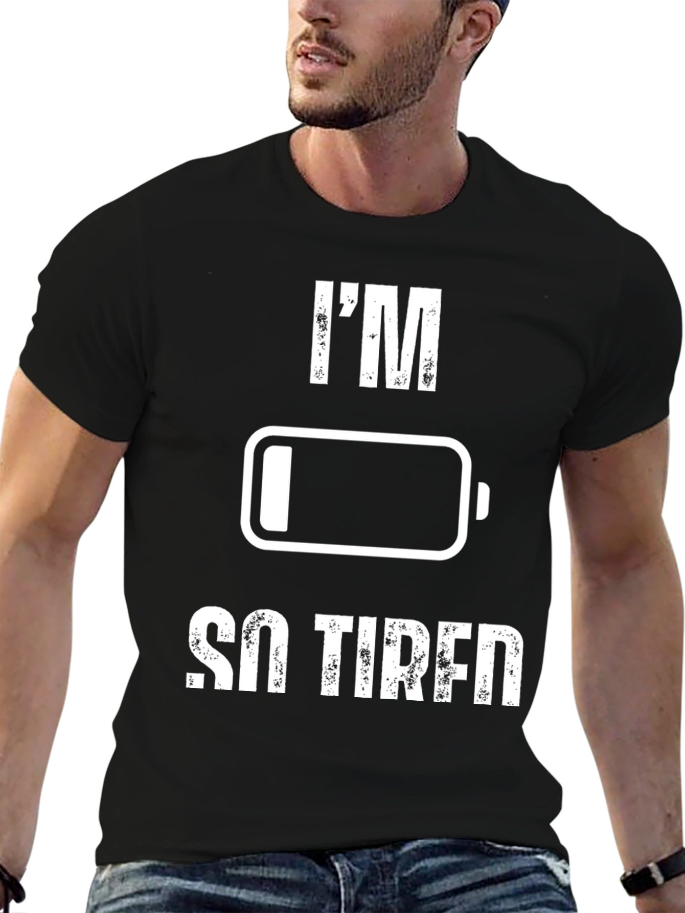Im So Tired Low Battery Black T-Shirt