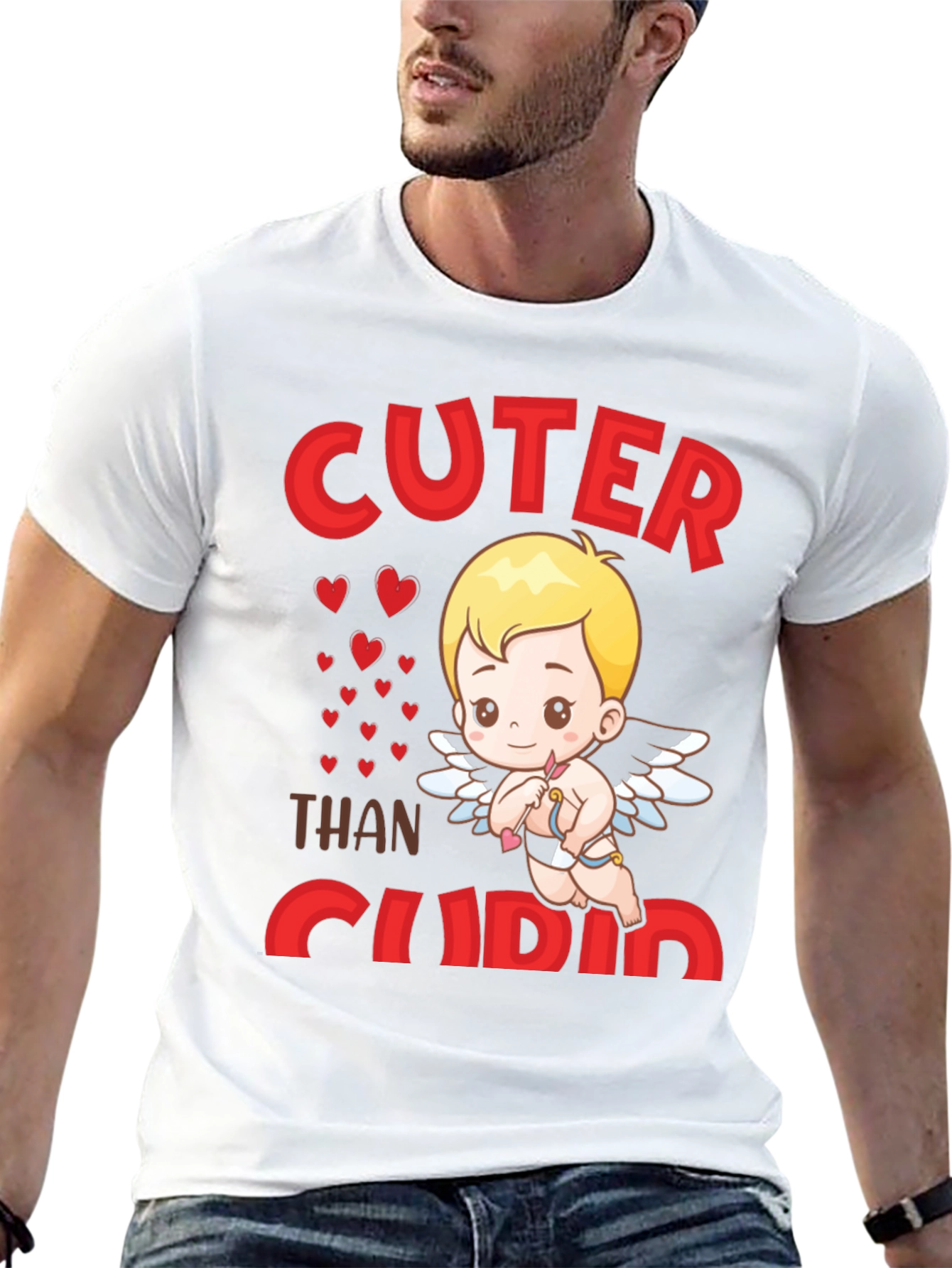 Cuter Than Cupid Black Graphic T-Shirt