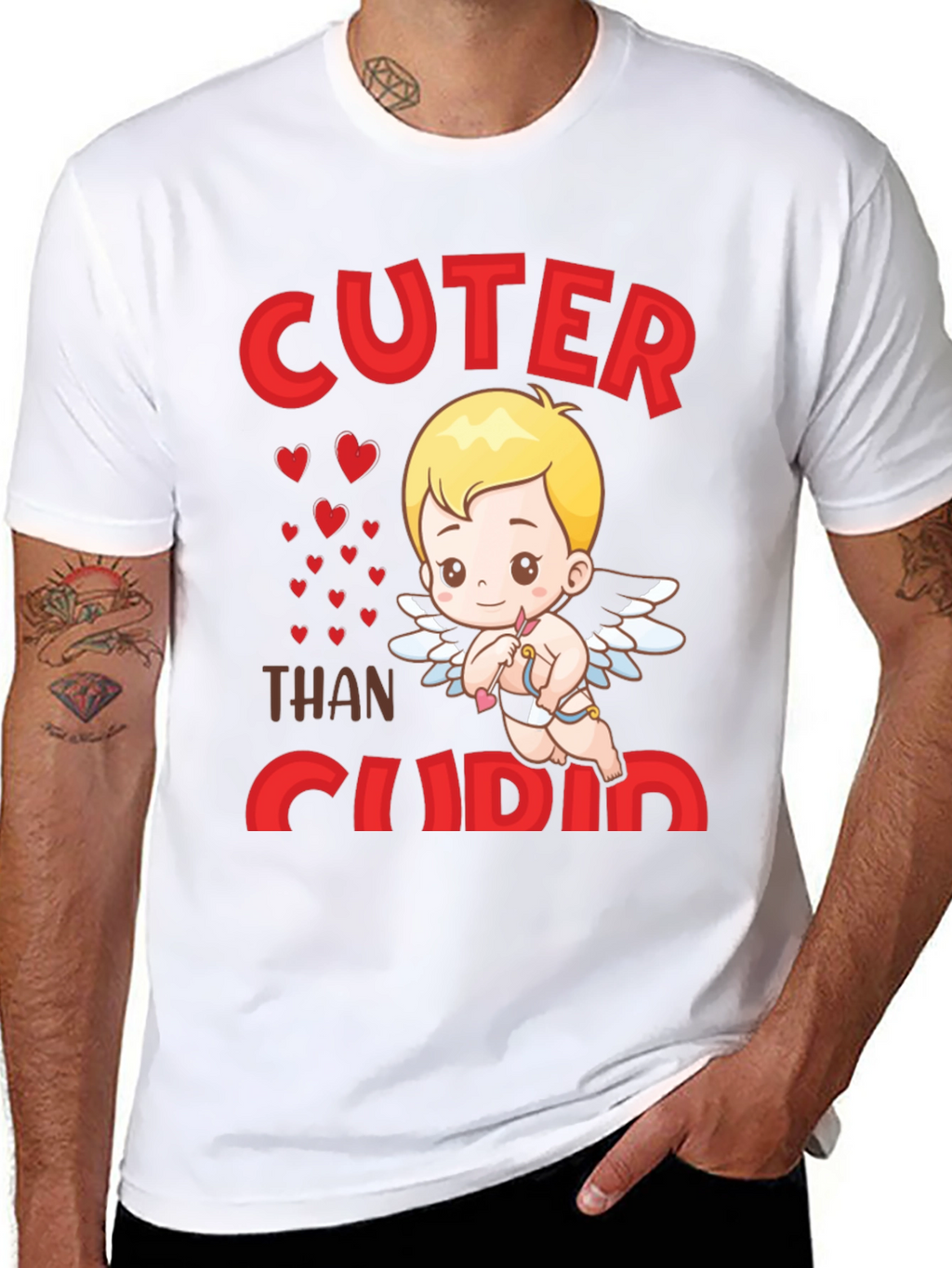 Cuter Than Cupid Black Graphic T-Shirt