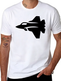 Fighter Jet Graphic Tee - Black Cotton T-Shirt