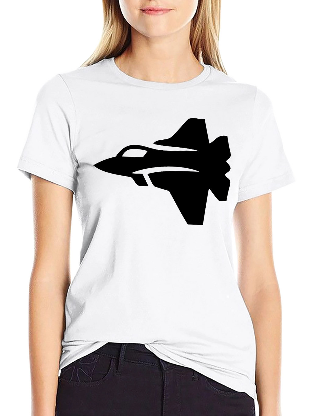 Fighter Jet Graphic Tee - Black Cotton T-Shirt