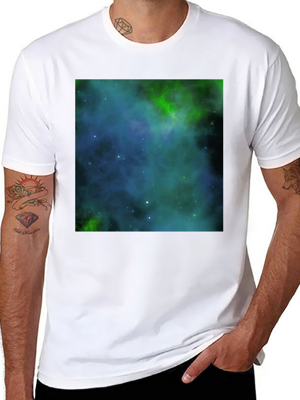 Nebula Print Black T-Shirt - Galaxy Space Design