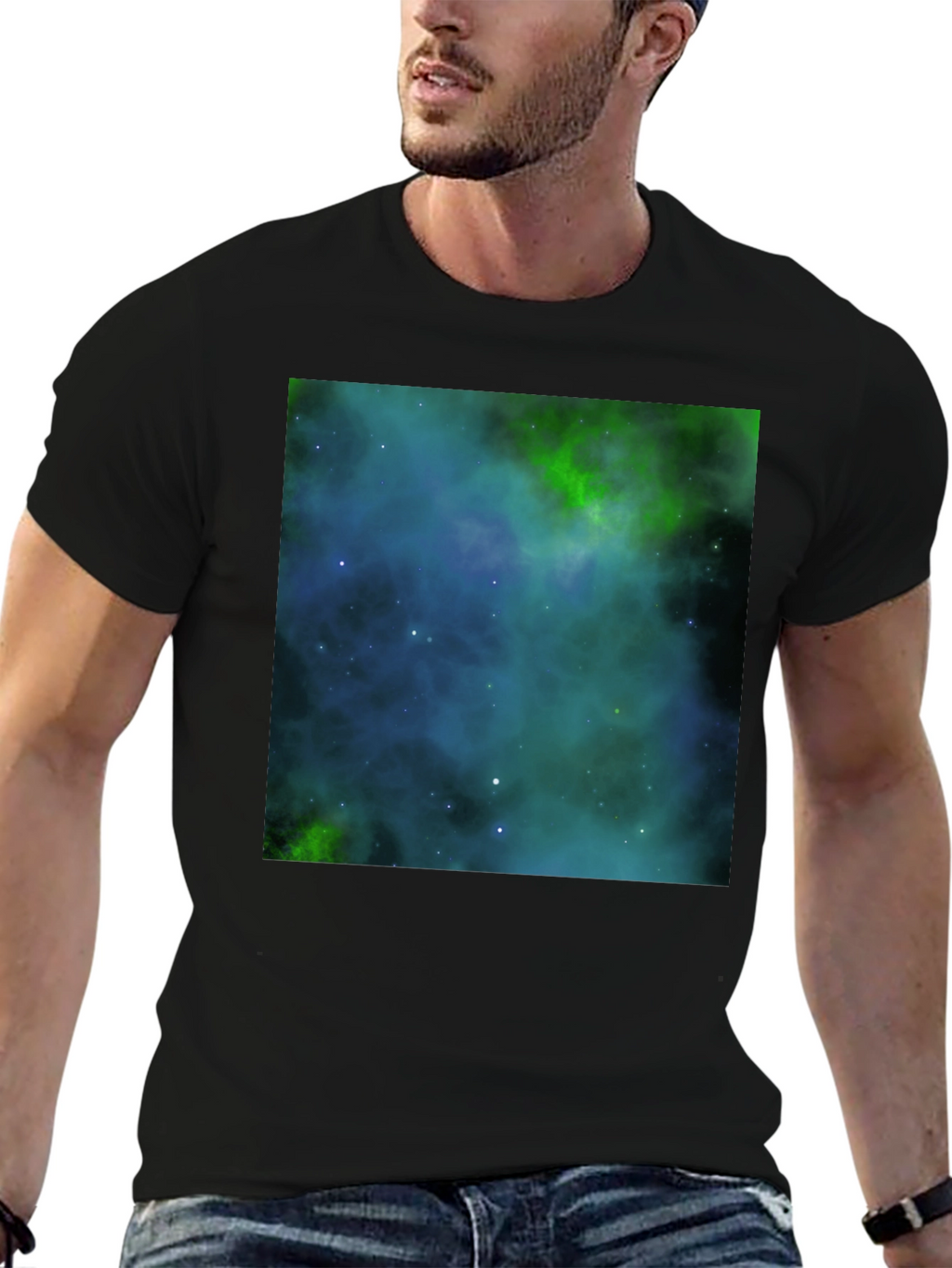 Nebula Print Black T-Shirt - Galaxy Space Design