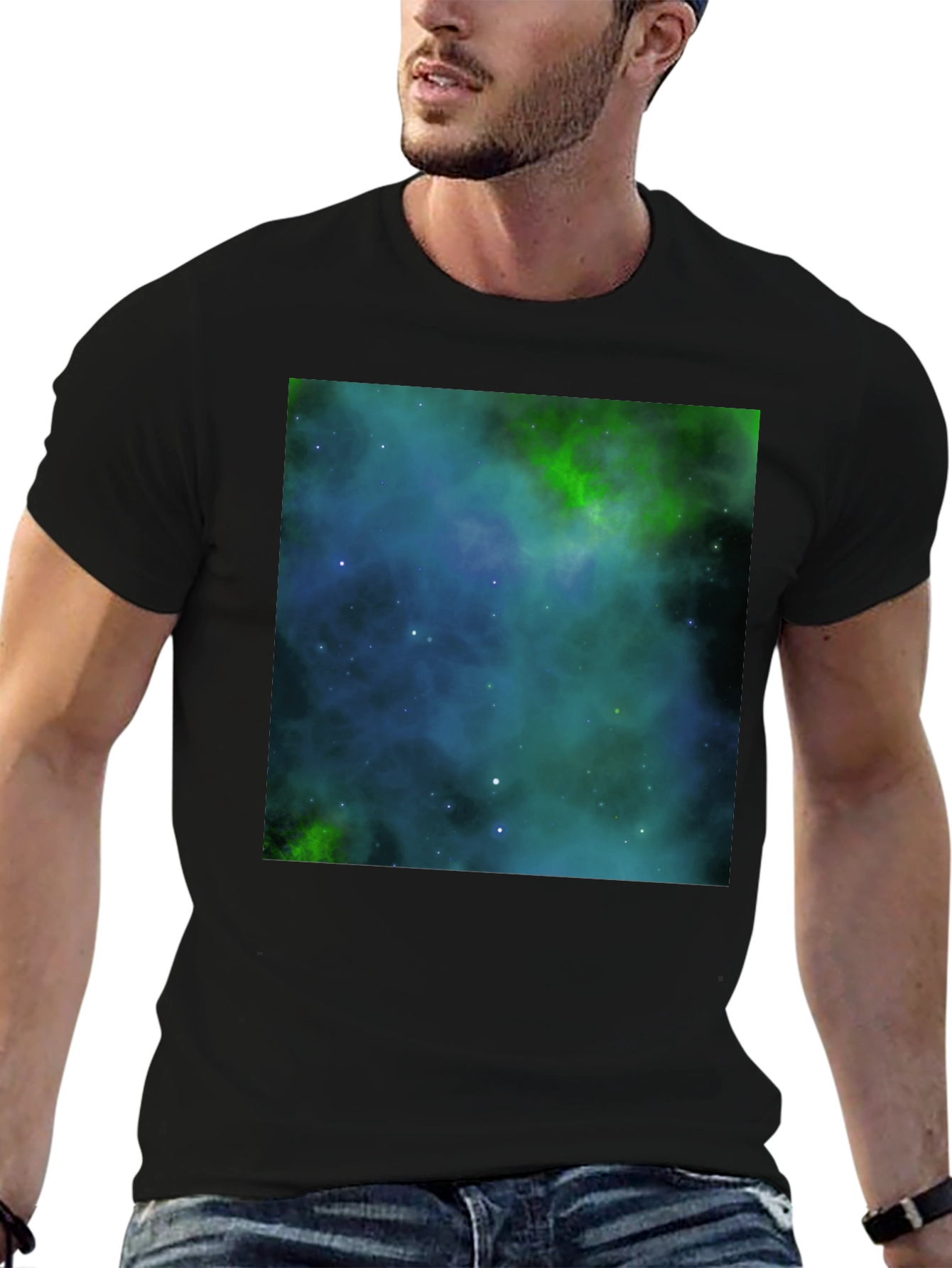 Nebula Print Black T-Shirt - Galaxy Space Design