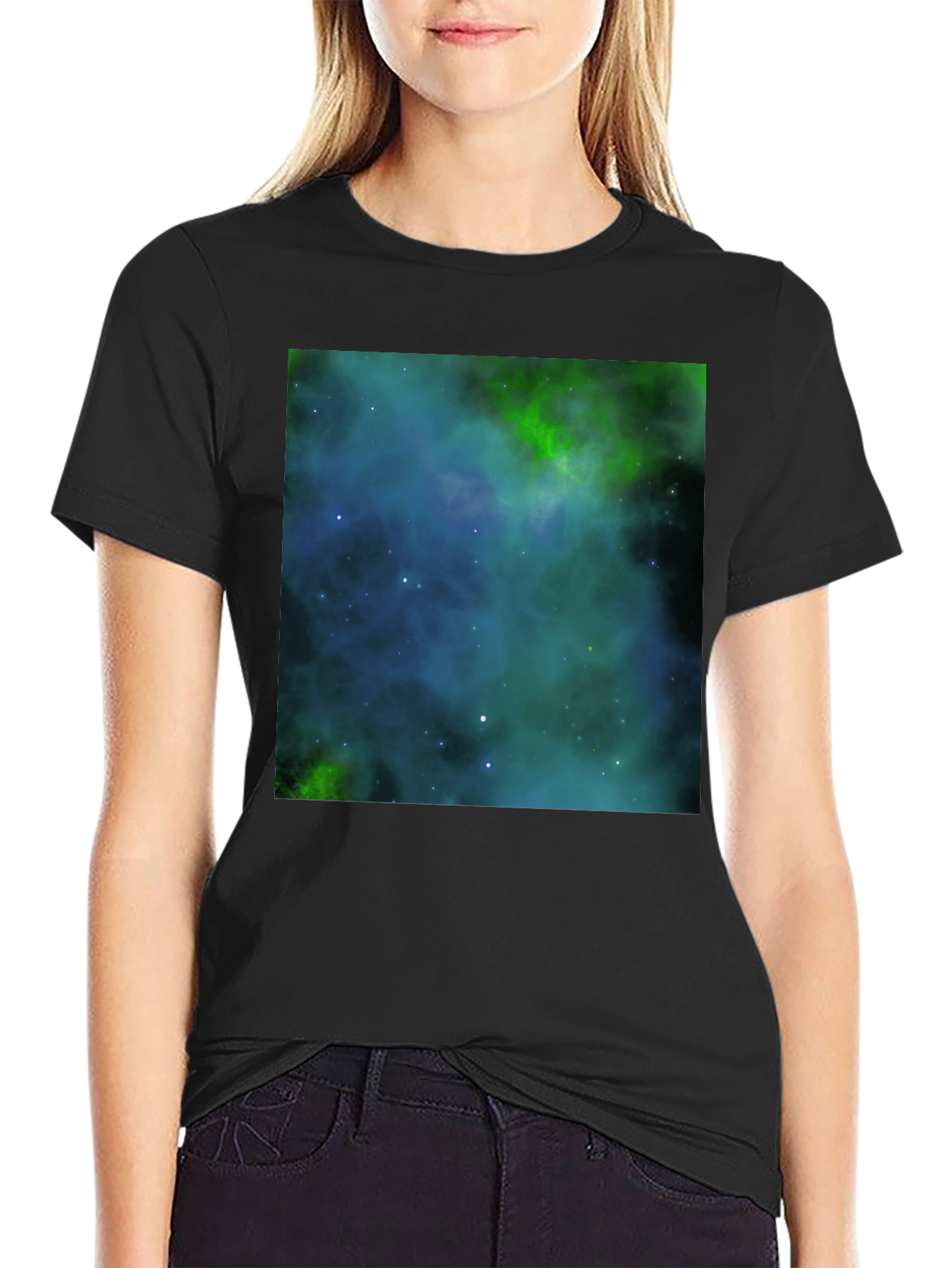 Nebula Print Black T-Shirt - Galaxy Space Design